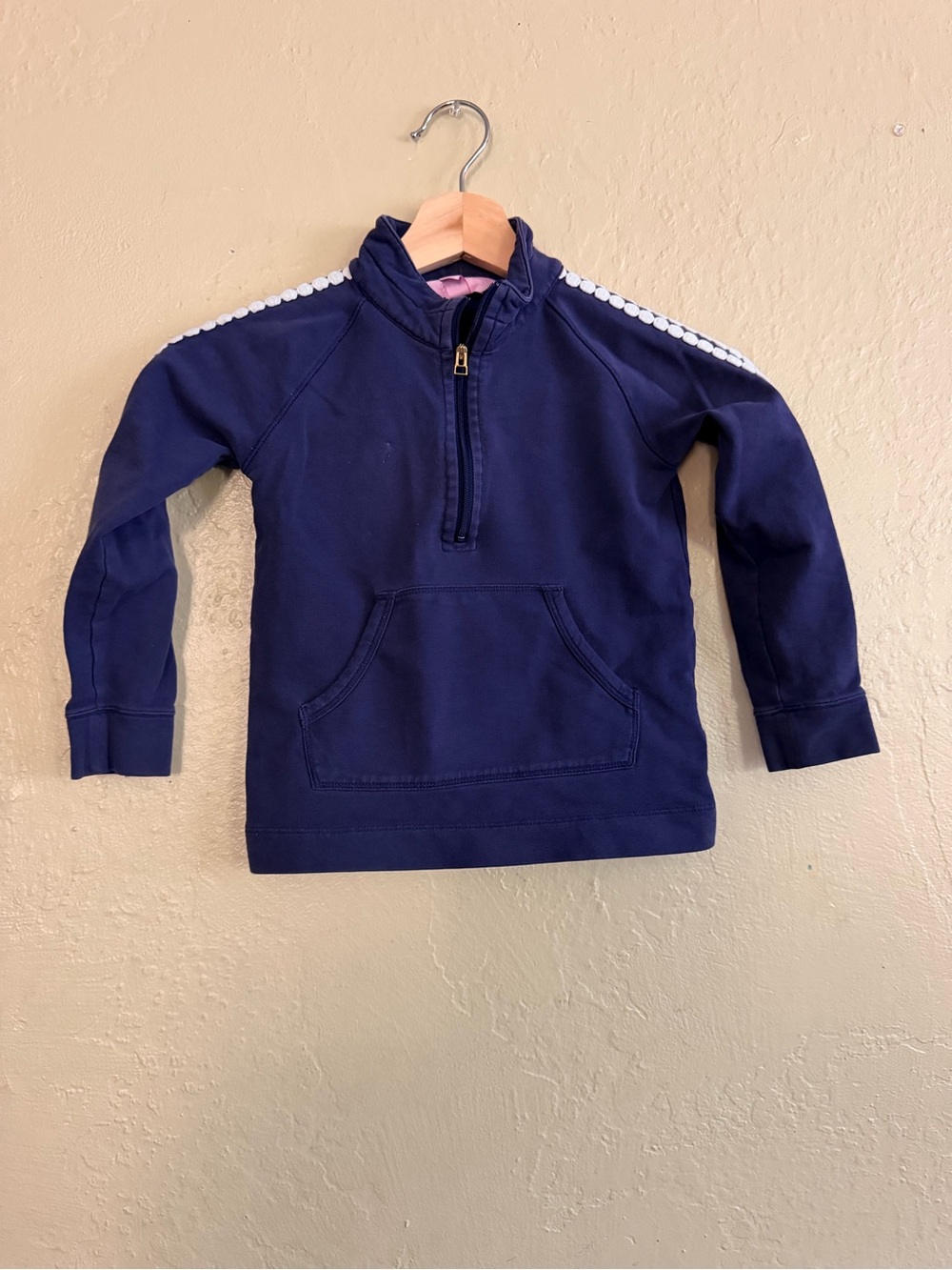 Lilly Pulitzer Navy Half-Zip Sweatshirt with White Shoulder Trim
